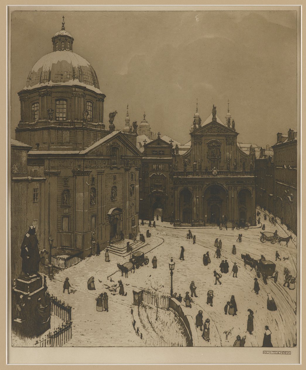 Der Kreuzherrenplatz in Prague by Richard Teschner