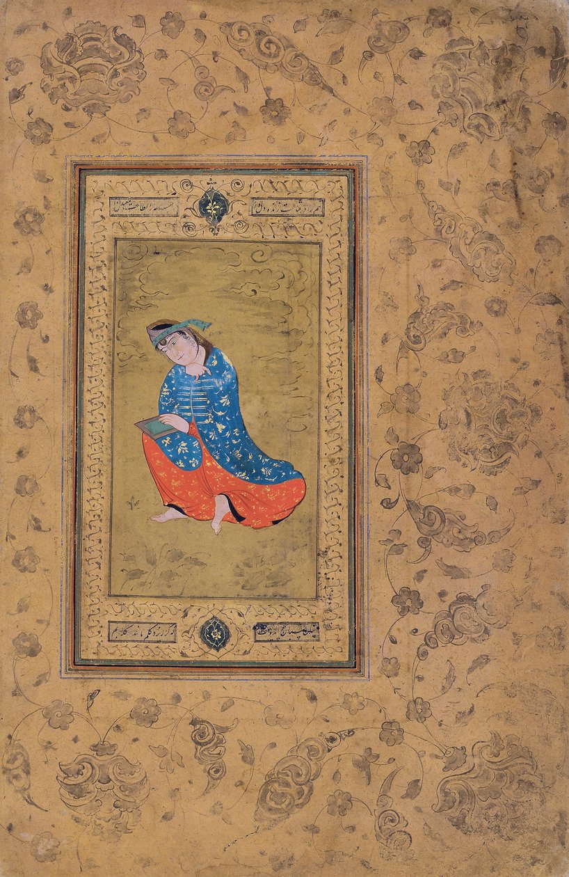 A princess in blue and orange by Riza i Abbasi
