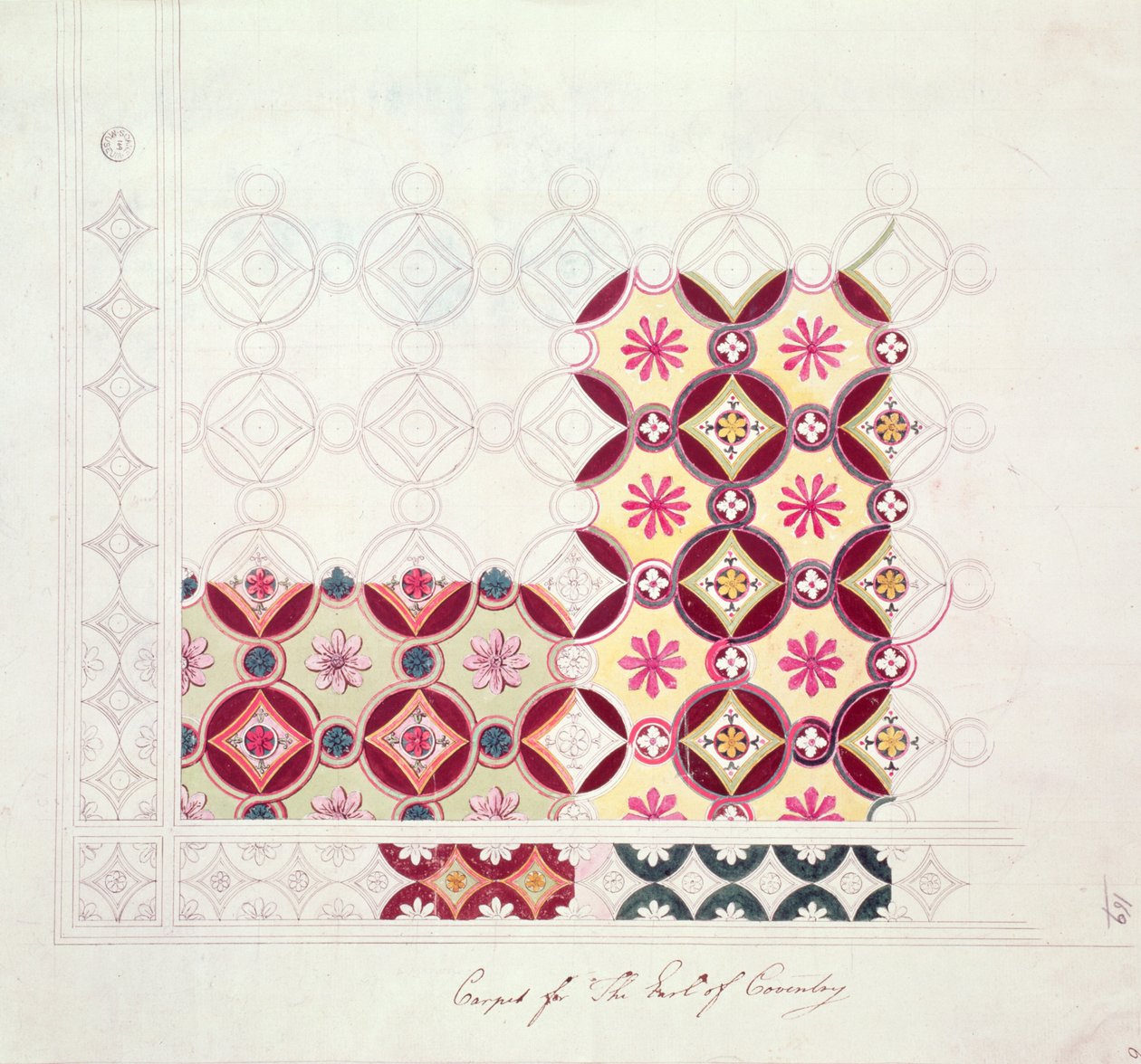 Carpet design for the Earl of Coventry by Robert Adam
