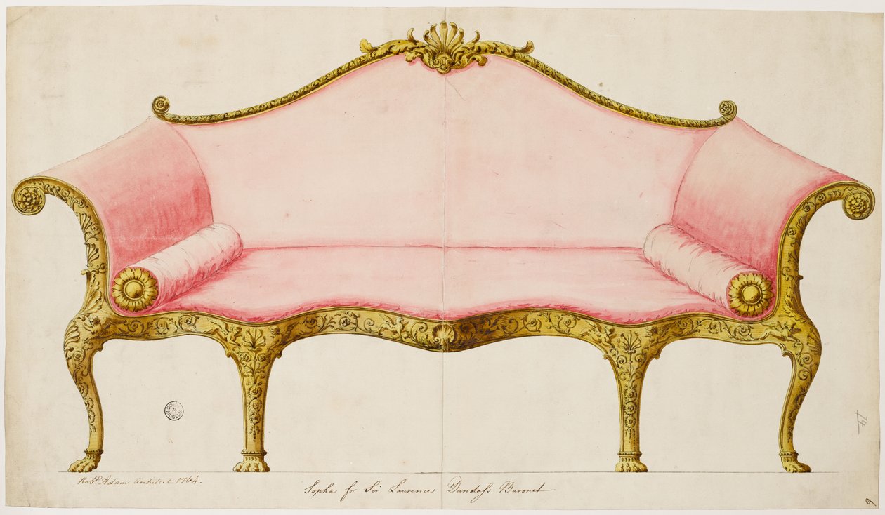 Finished Drawing for a Sofa for the Saloon, as Executed, 1764 by Robert Adam