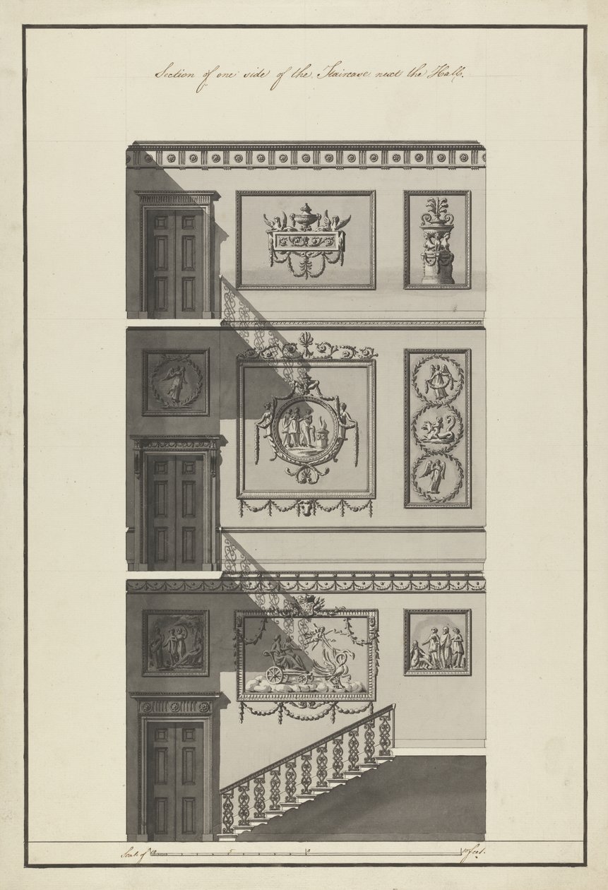 Headfort House, Staircase, Side Section by Robert Adam