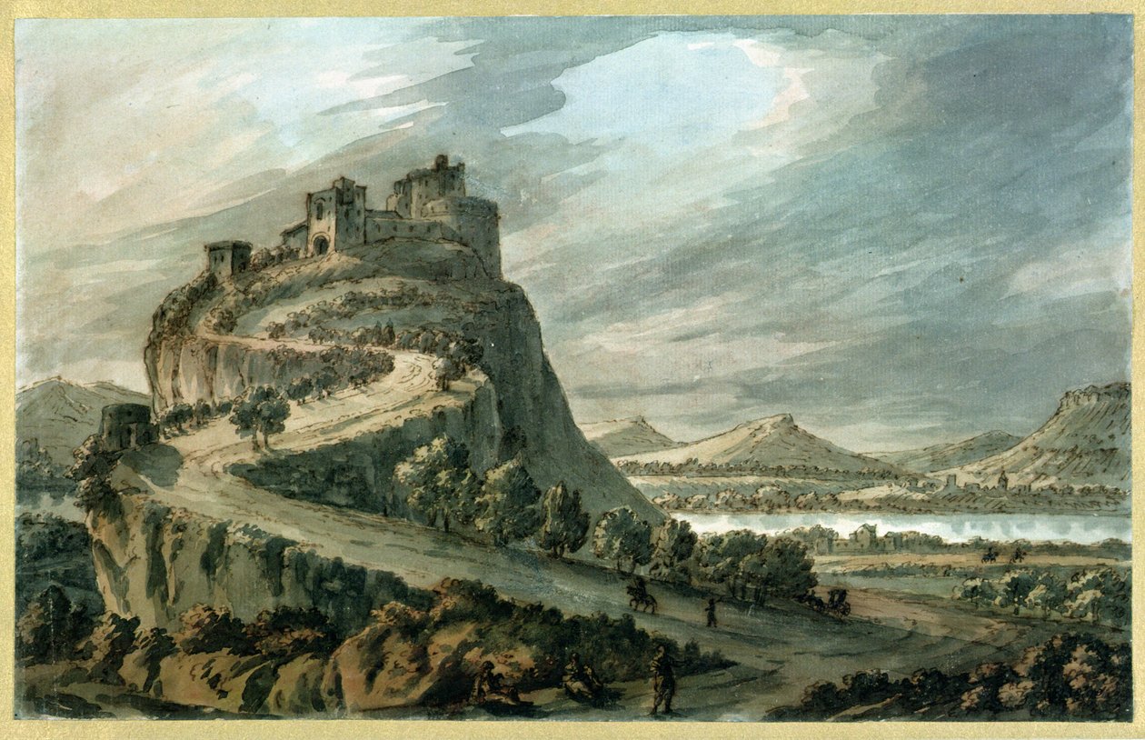 Rocky landscape with castle by Robert Adam