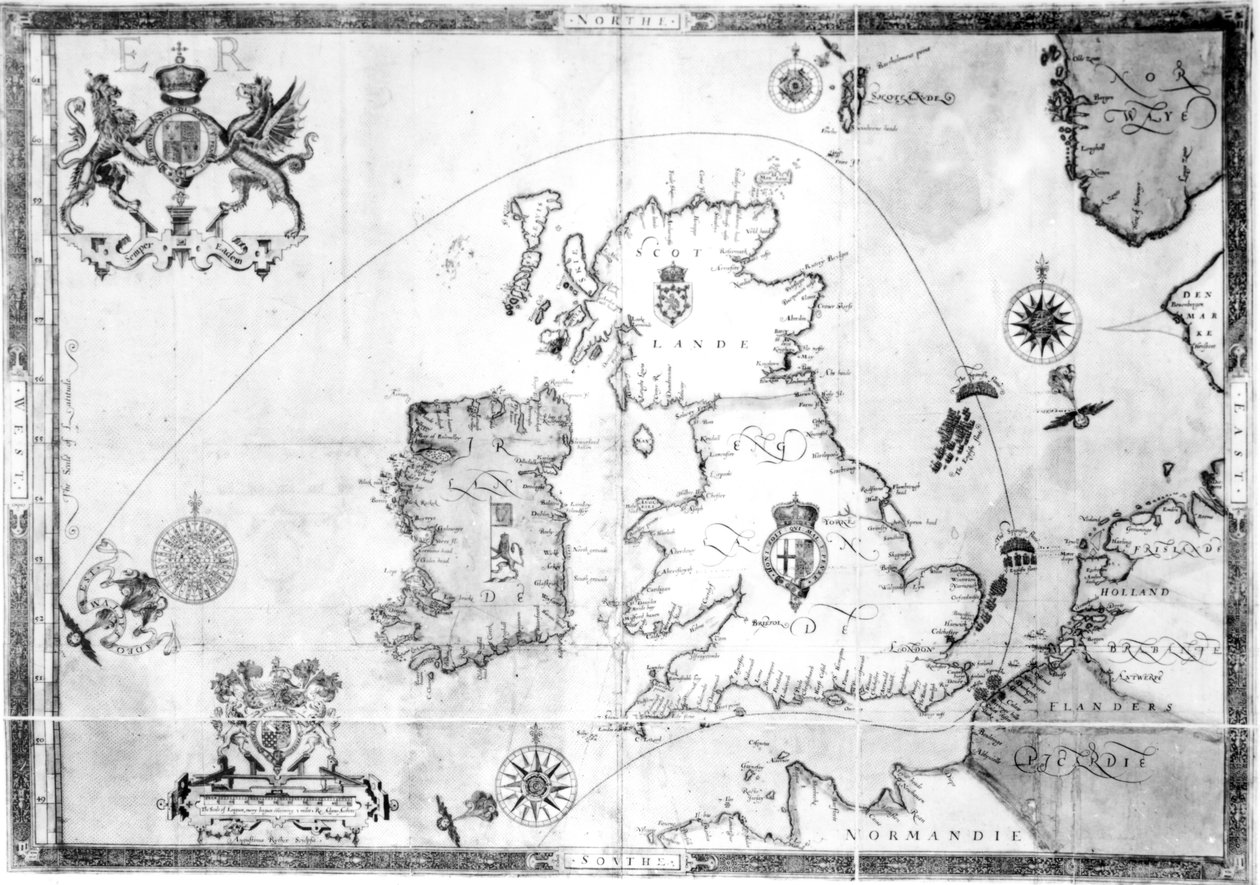 Map showing the route of the Armada fleet, engraved by Augustine Ryther, 1588 by Robert Adams