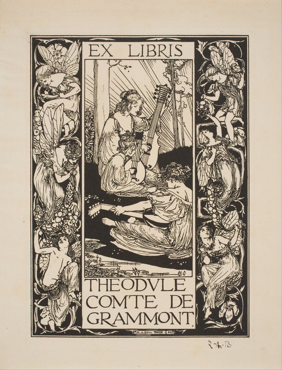 Book-plate of Theodule, Count of Grammont by Robert Anning Bell