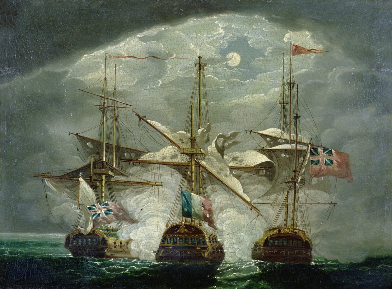 A Moonlit Battle Scene by Robert Cleveley