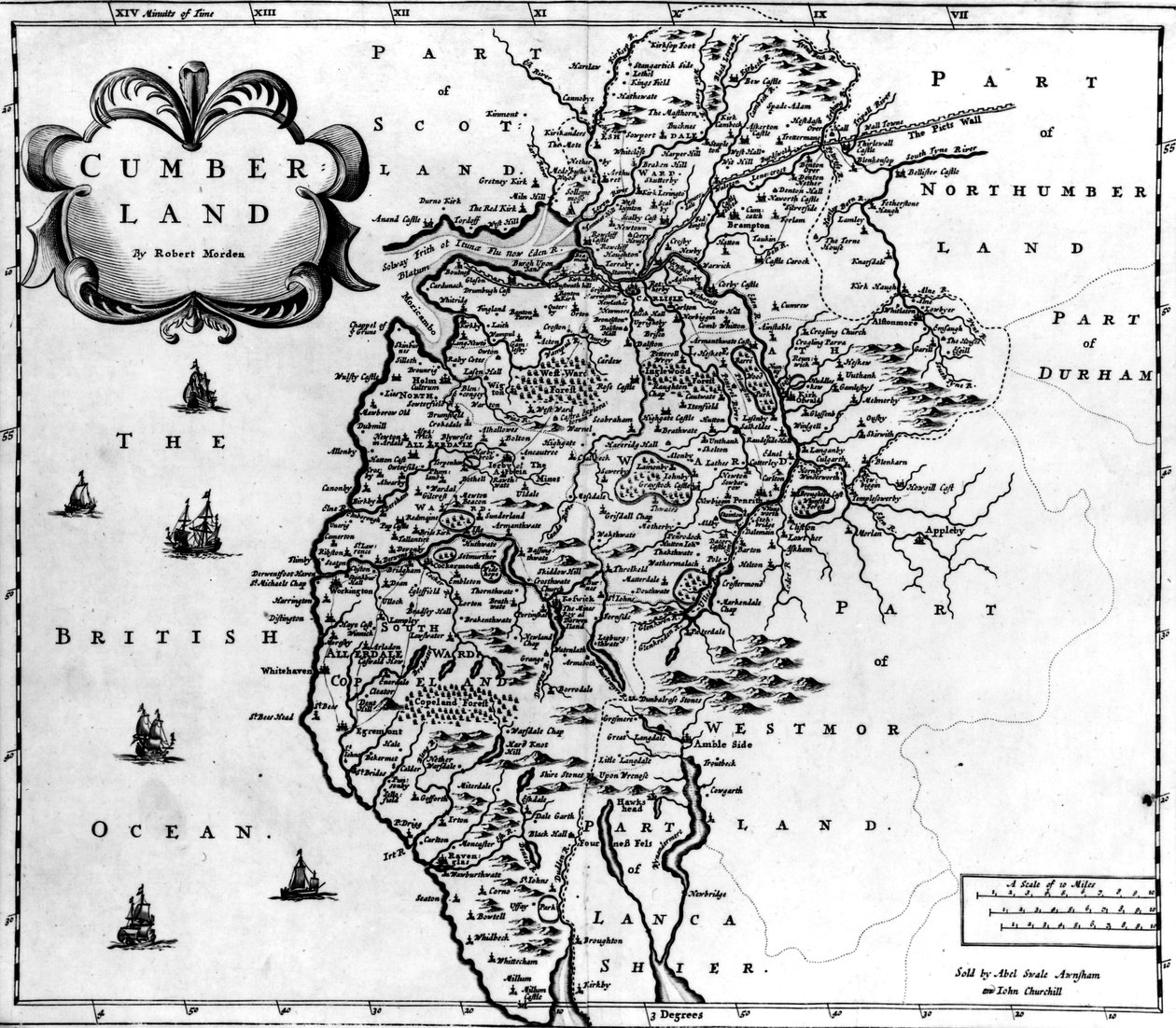 Map of Cumberland by Robert Morden