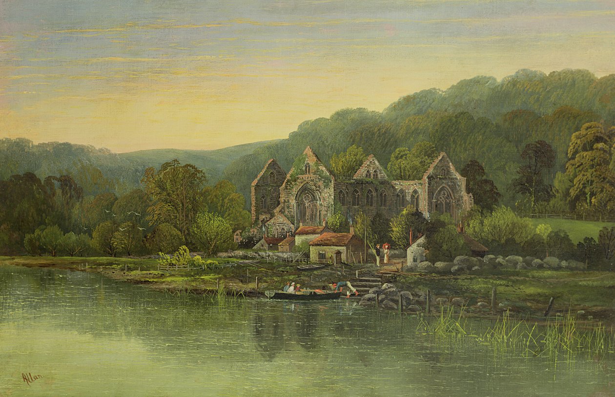 Ruined Abbey on a River, c.1880 by Robert Weir Allan