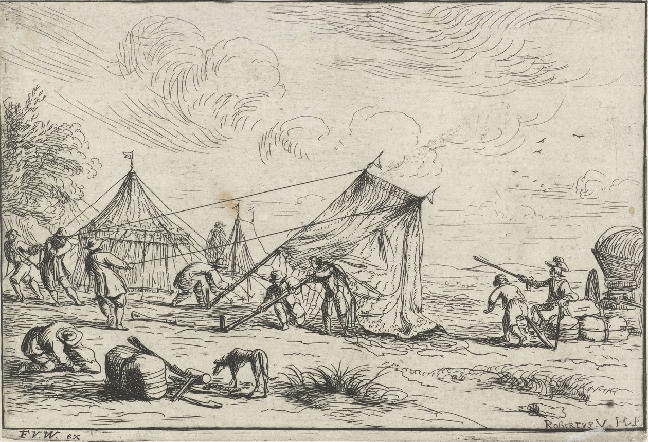 Setting up a Tent by Robert van den Hoecke