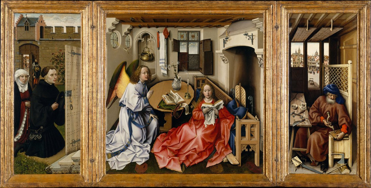 The Annunciation Mérode Altarpiece, ca 1428-1432 by Robert Campin