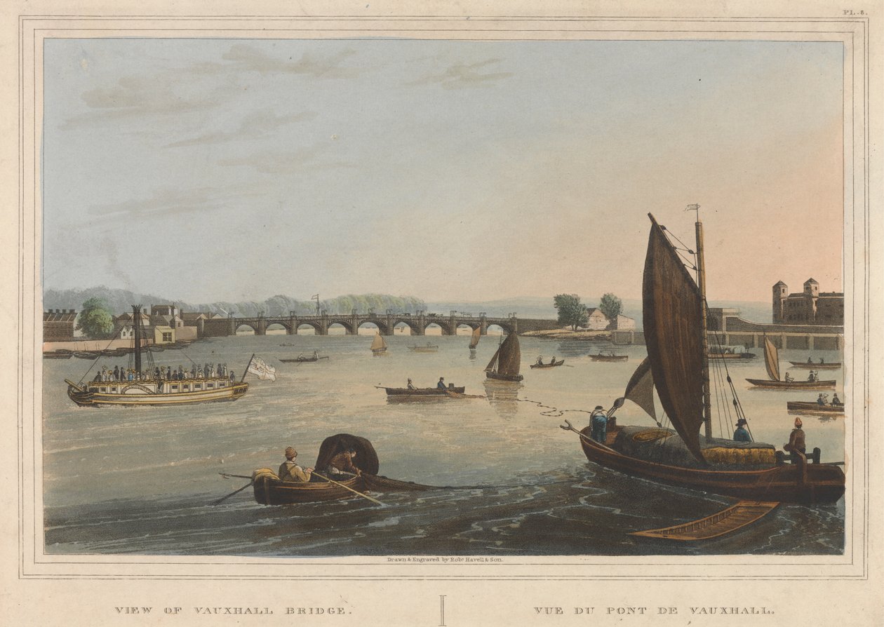 View of Vauxhall Bridge by Robert Havell