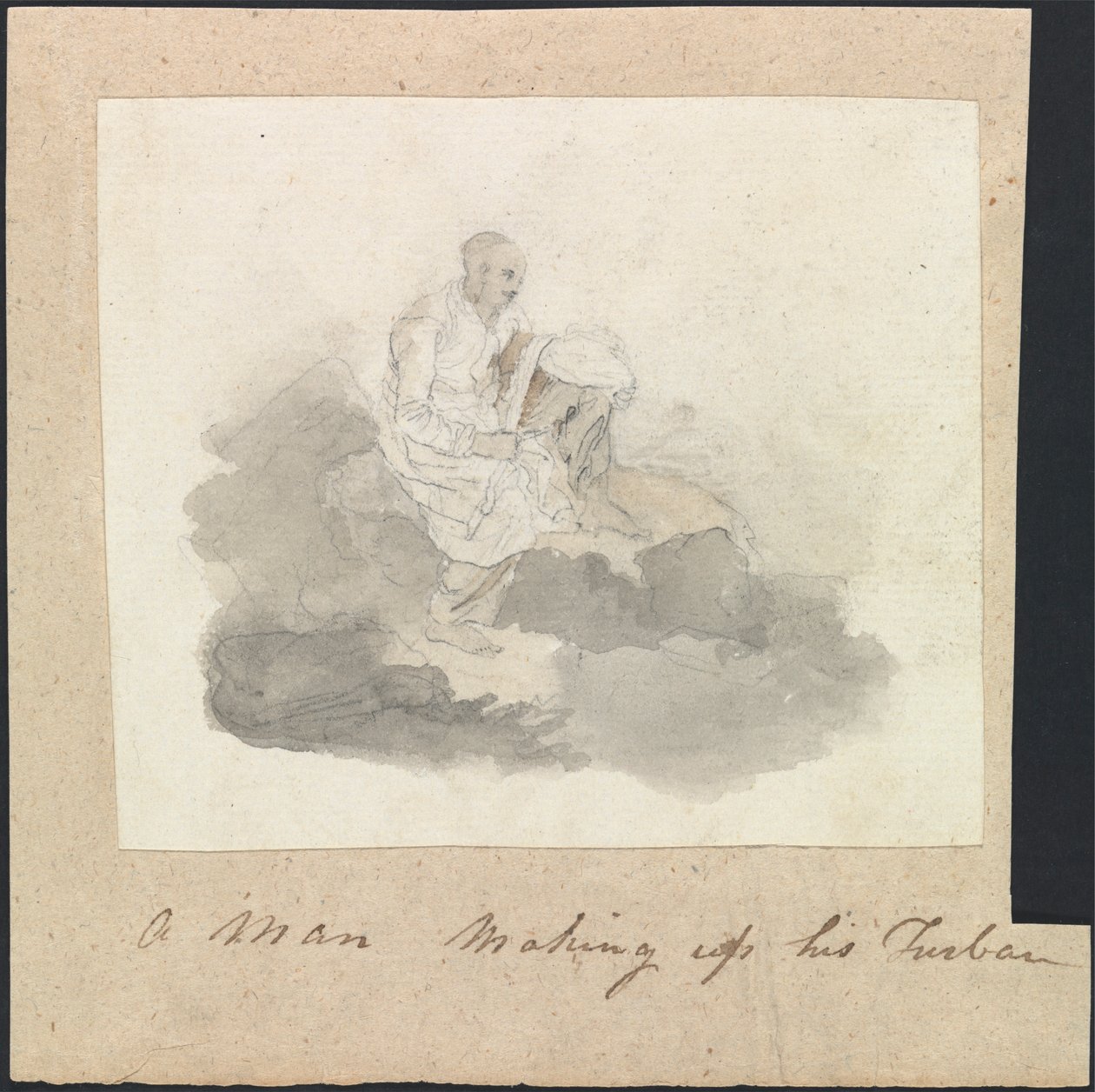 A Man Making his Turban by Robert Mabon