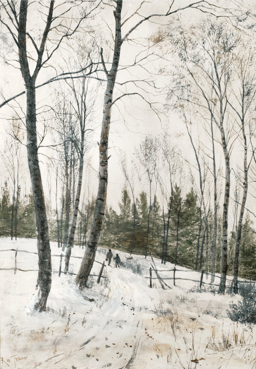 Two Figures in a Winter Woodland by Robert Winchester Fraser