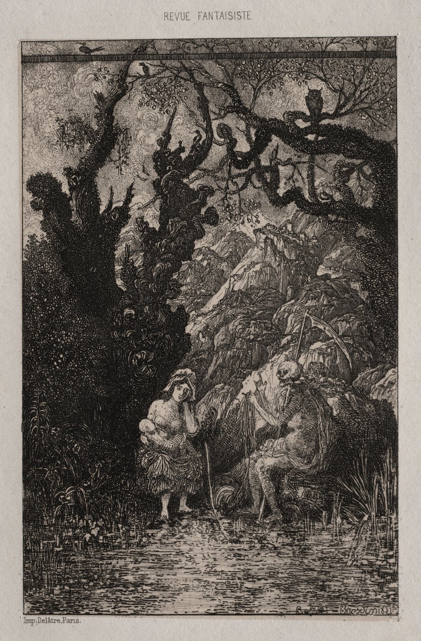 Death and the Young Mother by Rodolphe Bresdin