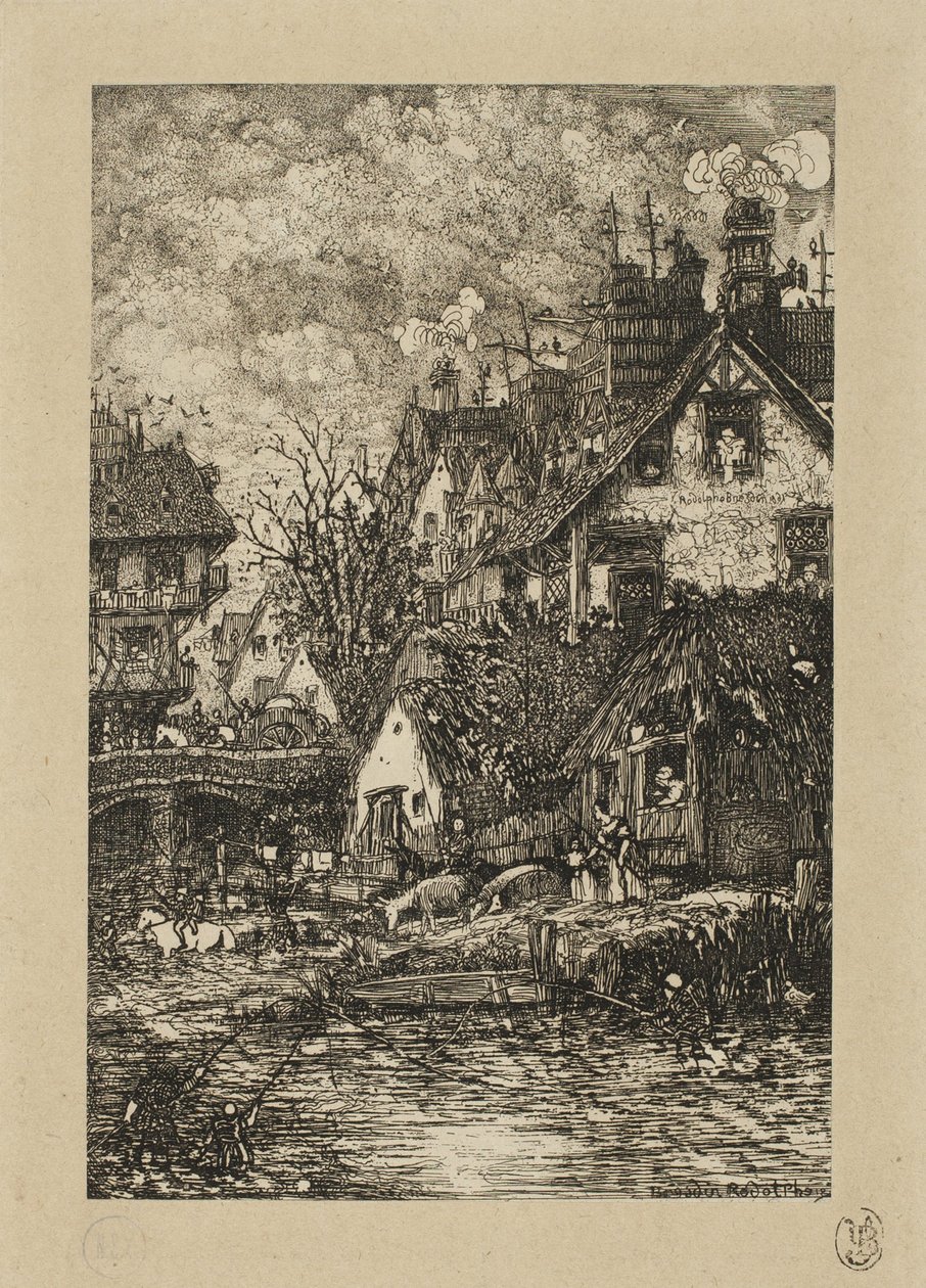 Entering a Village, from Revue Fantaisiste by Rodolphe Bresdin