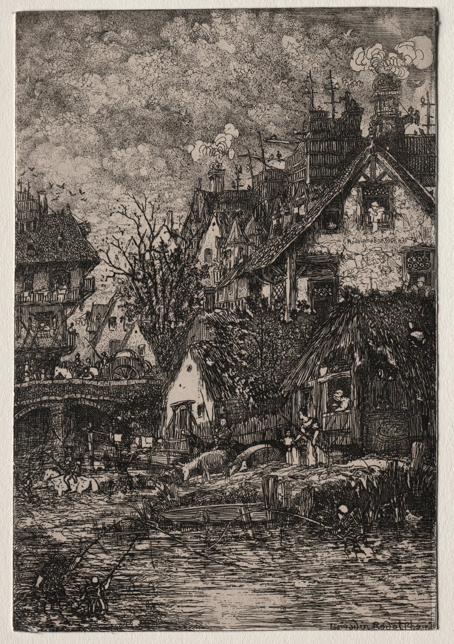 Entrance to a Village, 1861 by Rodolphe Bresdin