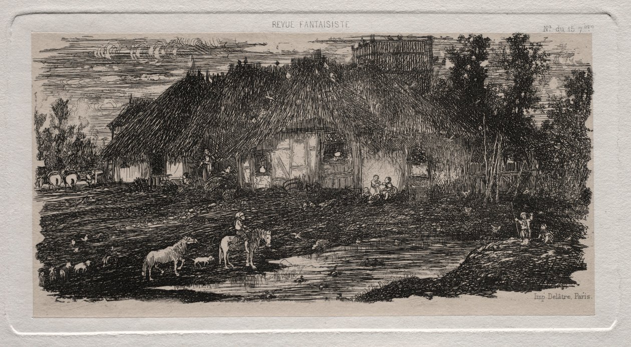 The Farm-Yard by Rodolphe Bresdin