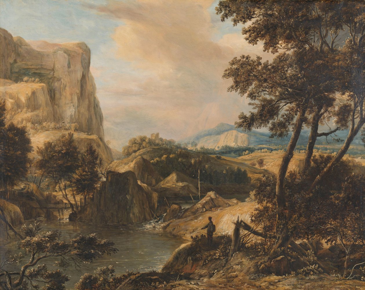 Mountainous Landscape with Fisherman by Roelant Roghman