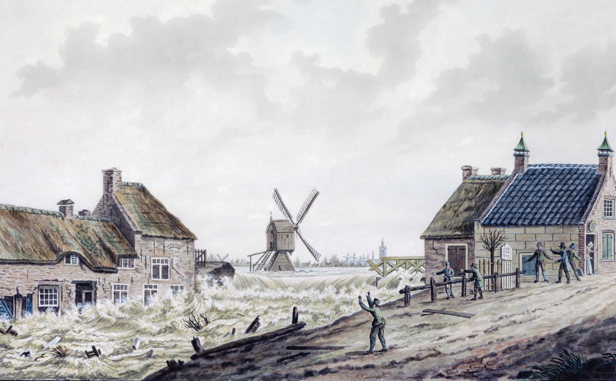 Flooding after dike breach by Roelof van der Meulen