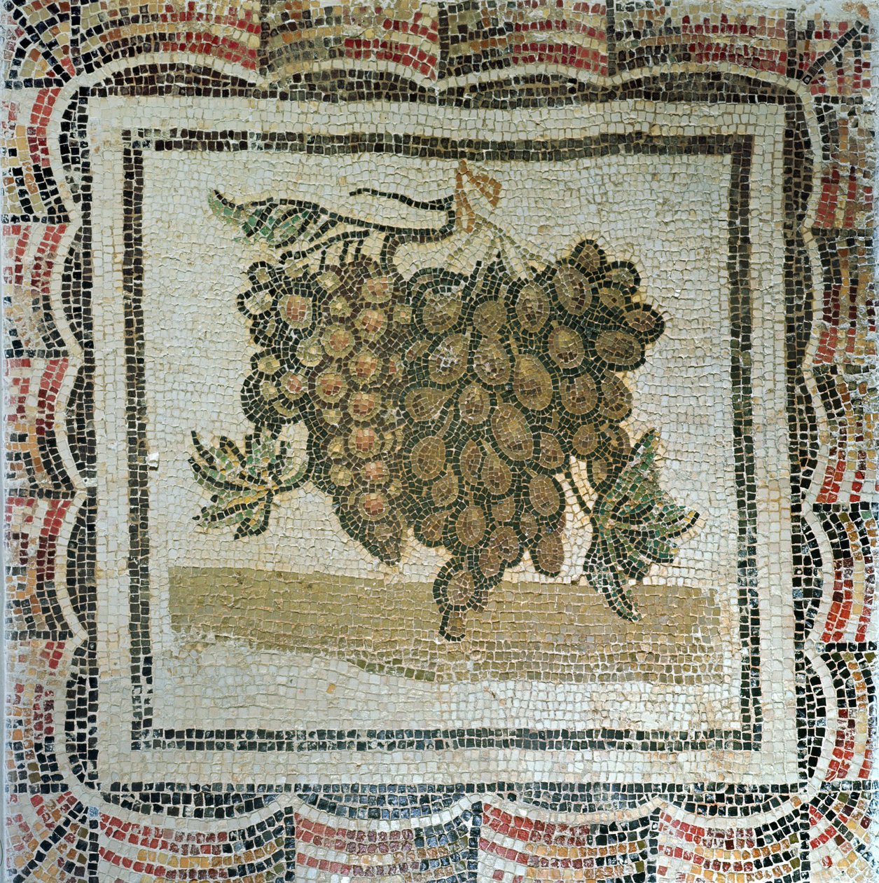 Bunch of white grapes, Roman mosaic by Roman