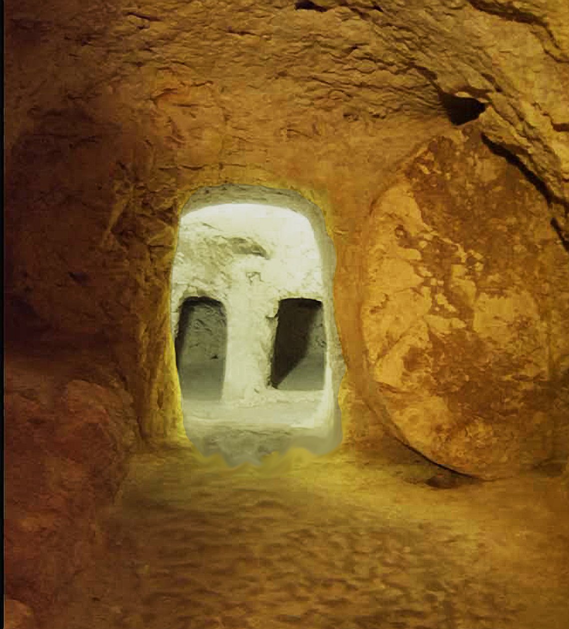 Early Roman tombs with rolling stone, under the Sisters of Zion Convent, Nazareth, Israel by Roman