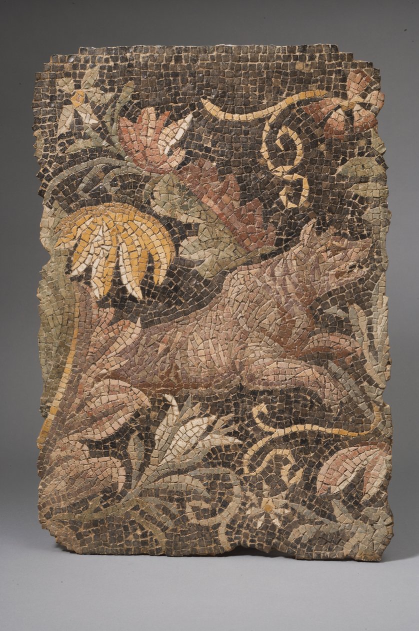 Fragment of a Mosaic Depicting a Wolf by Roman
