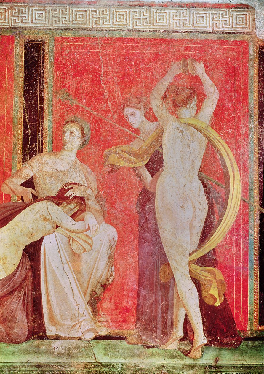 Scourged Woman and Dancer with Cymbals, South Wall, Oecus 5 by Roman