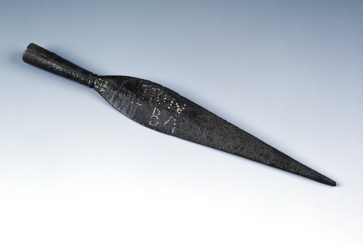 Spearhead with punched ownership inscription, from the Roman site at Newstead, Melrose, AD 80-100 by Roman