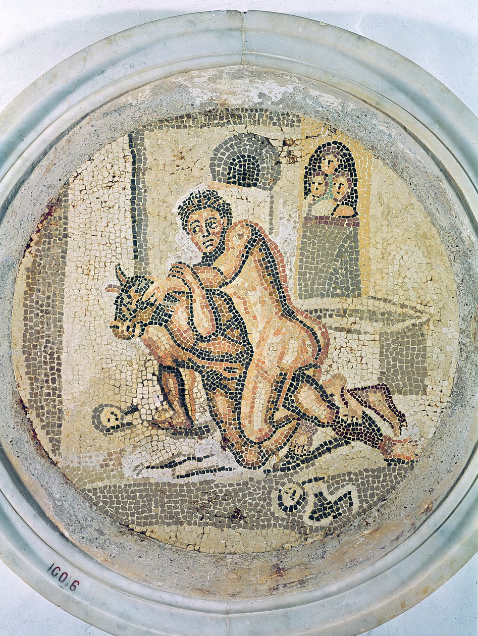 Theseus Wrestling with the Minotaur in the Labyrinth by Roman Imperial Period
