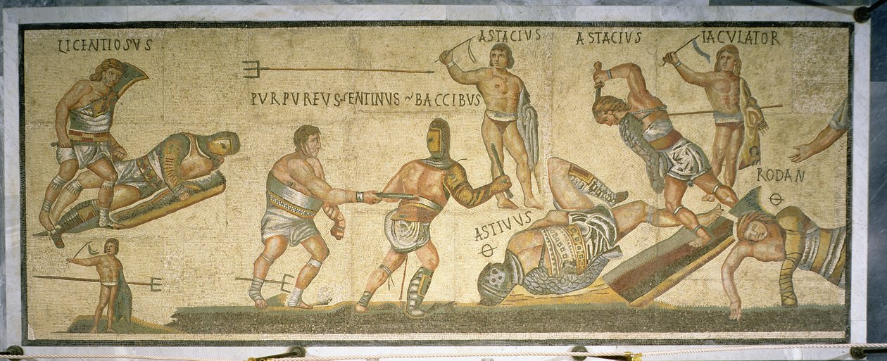 Battle between gladiators, 320 AD by Roman
