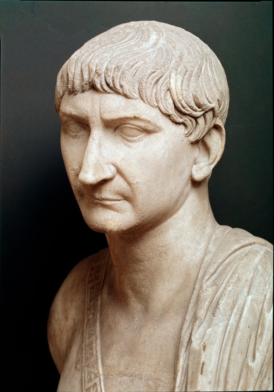 Bust of Emperor Trajan (detail) by Roman
