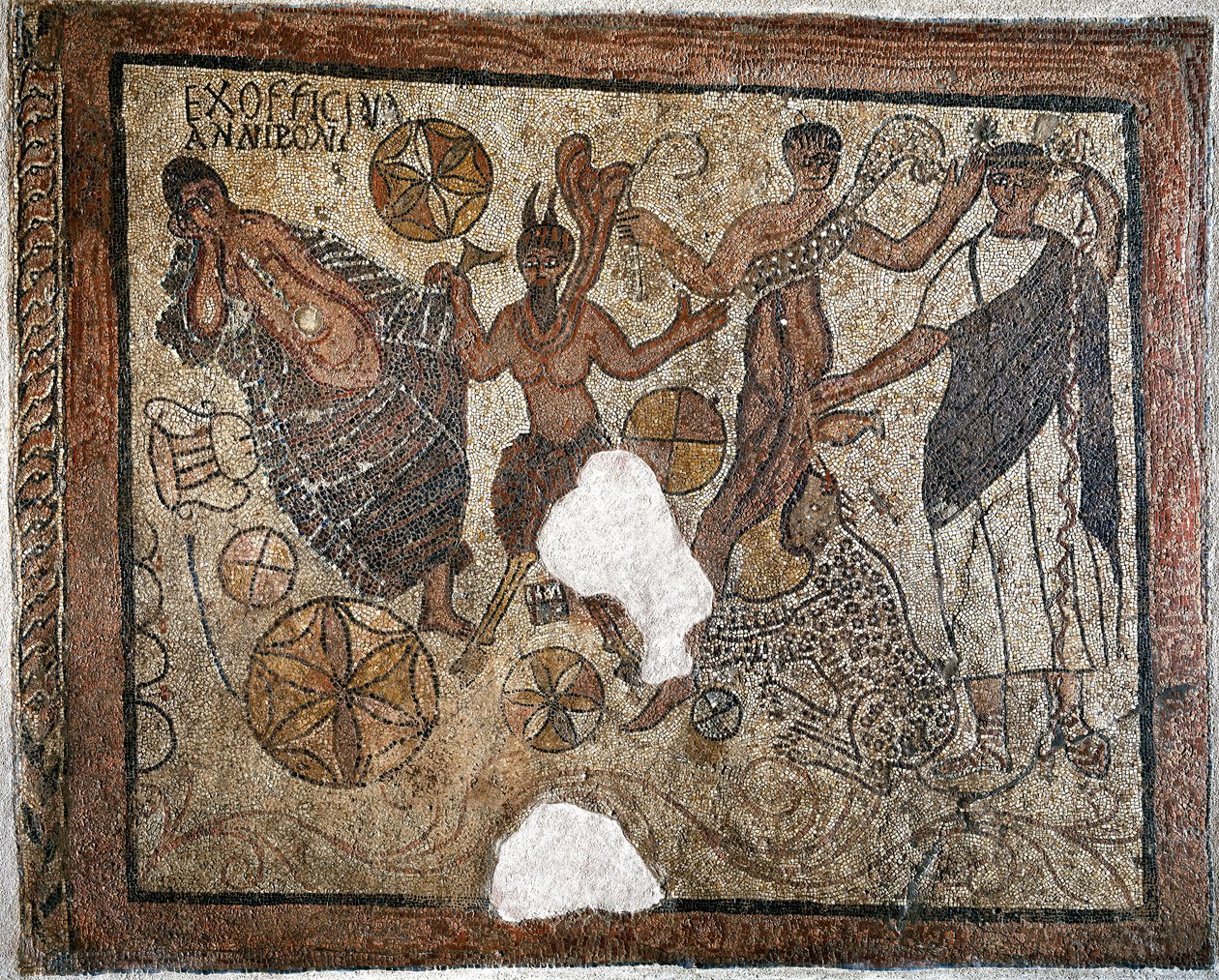 Dionysus and Ariadne - Mosaic, 4th century by Roman
