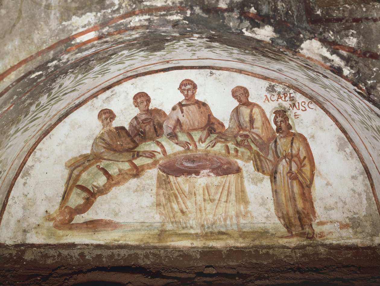 Banquet Scene (fresco) by Roman