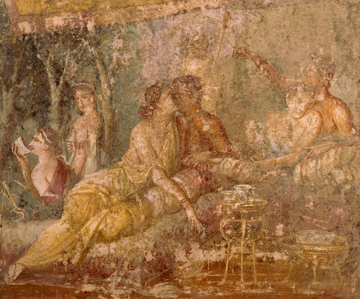 Fresco Depicting Triclinium Scene, from Pompei, Italy by Roman