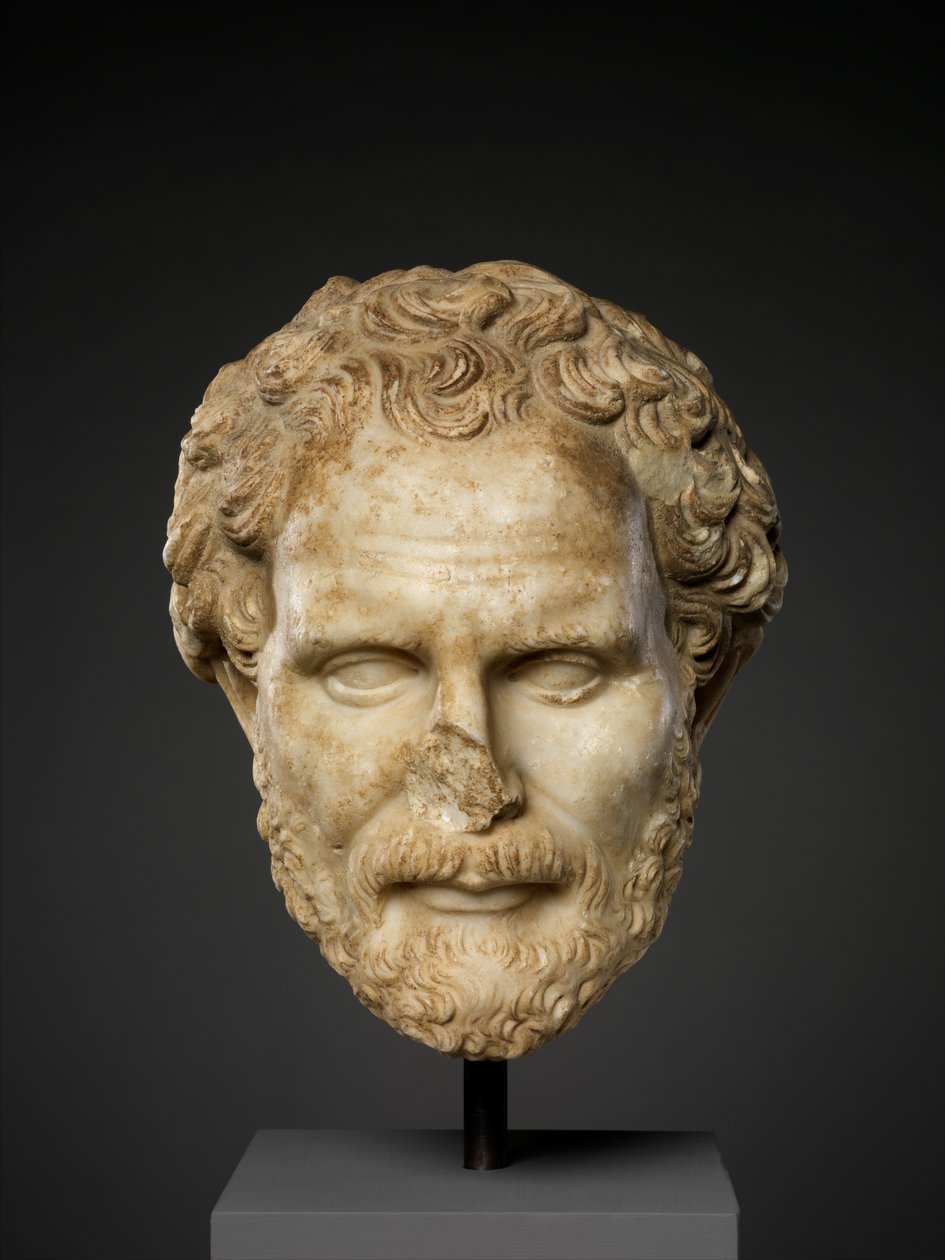 Marble Head of Demosthenes by Roman