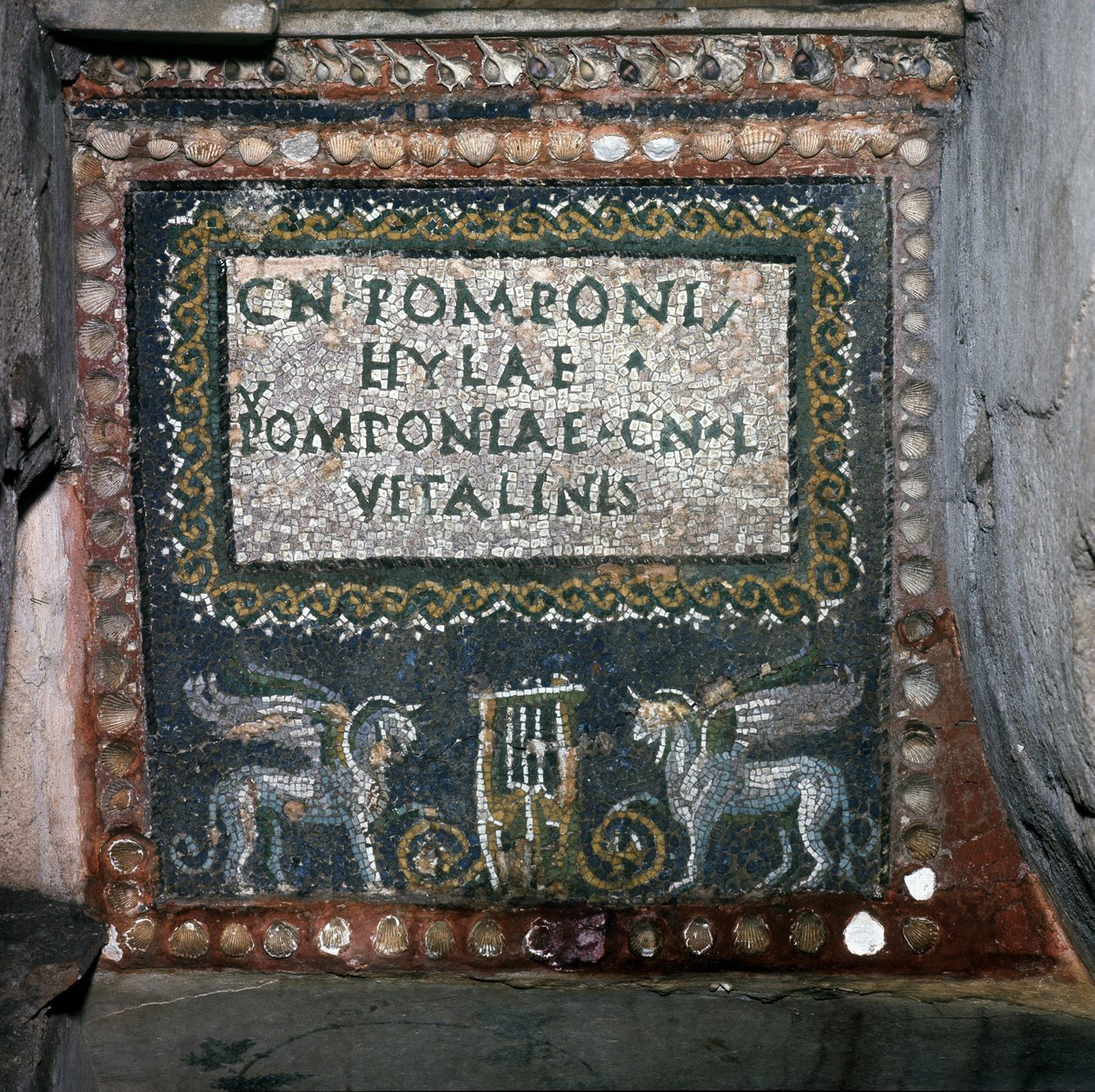 Mosaic of the Tomb of Pomponio Hylax, Rome by Roman