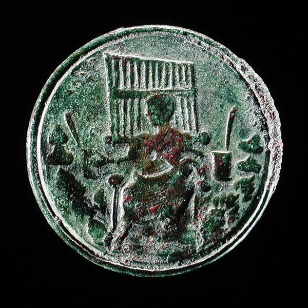Roman coin depicting an organ by Roman