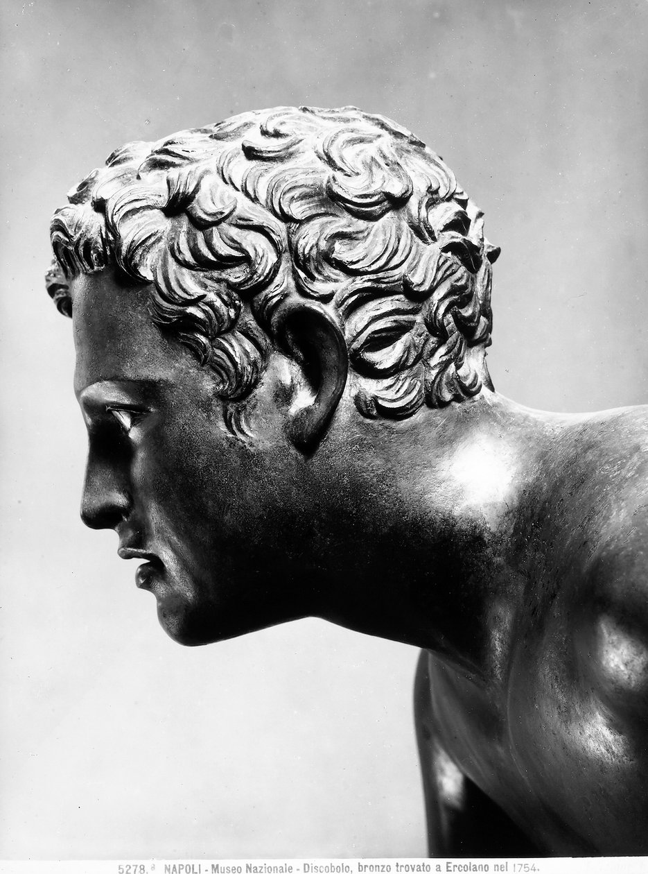 The gilded bronze face of the Discobolus by Roman Roman