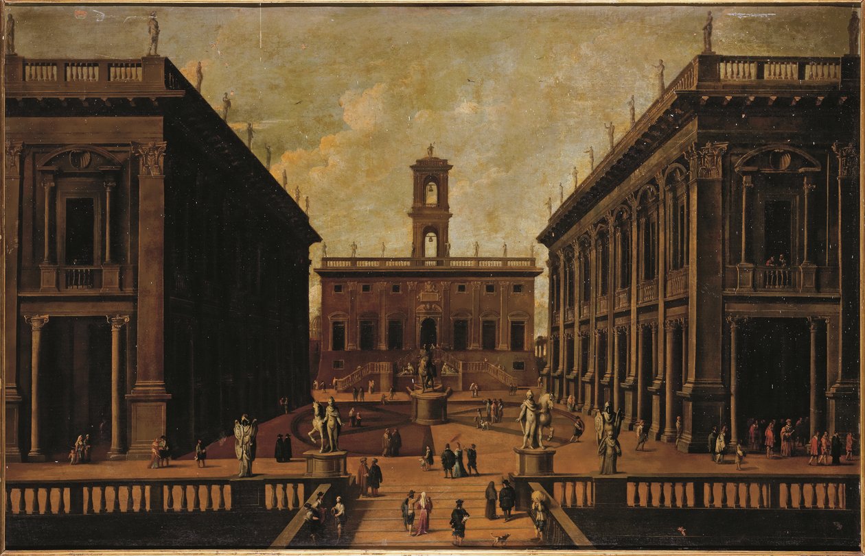 View of the Piazza del Campidoglio, Rome by Roman School