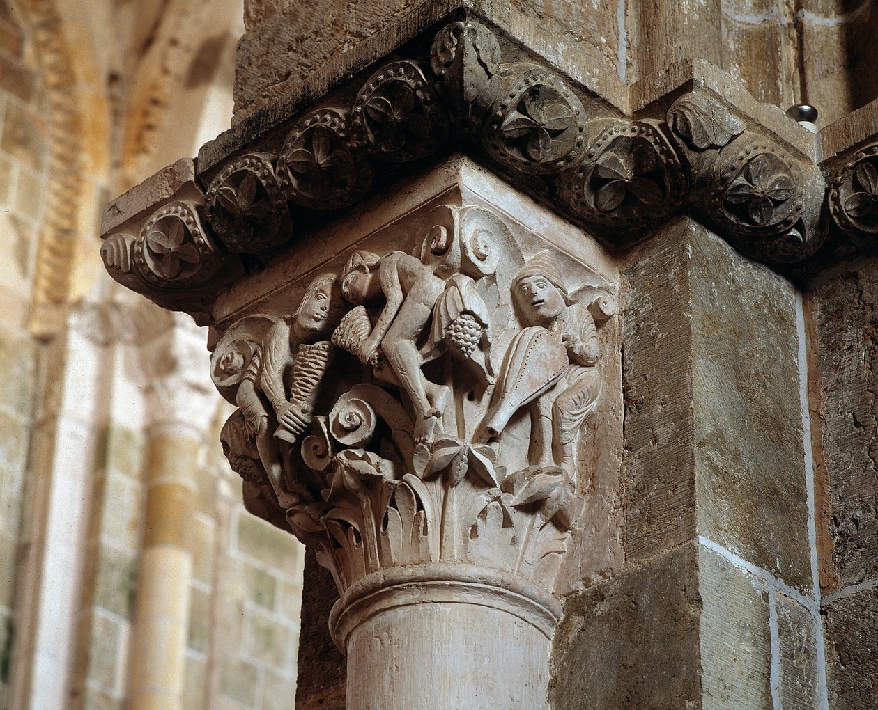 Representation of the Winds (carved capital) by Romanesque