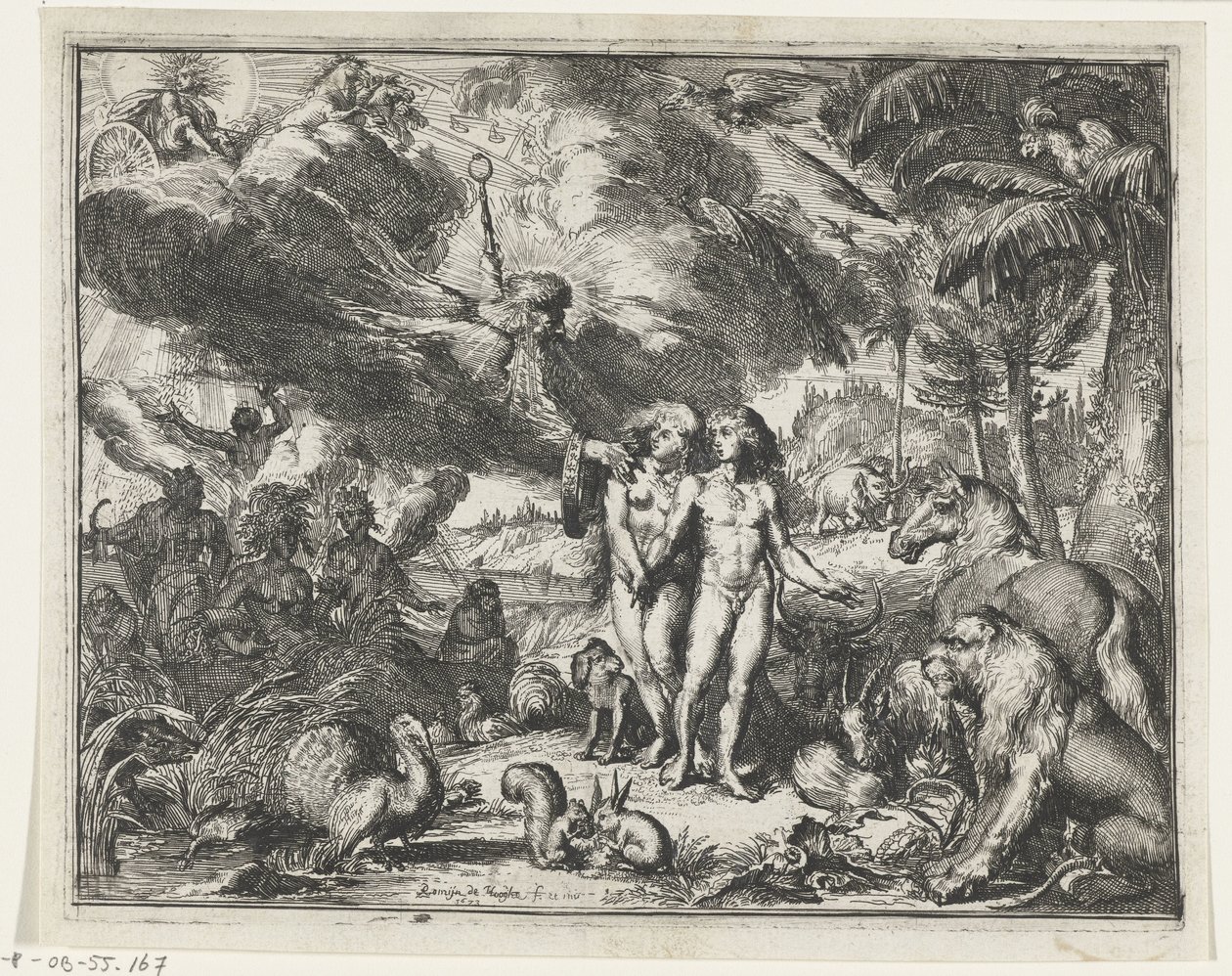 Adam and Eve in Paradise by Romeyn de Hooghe