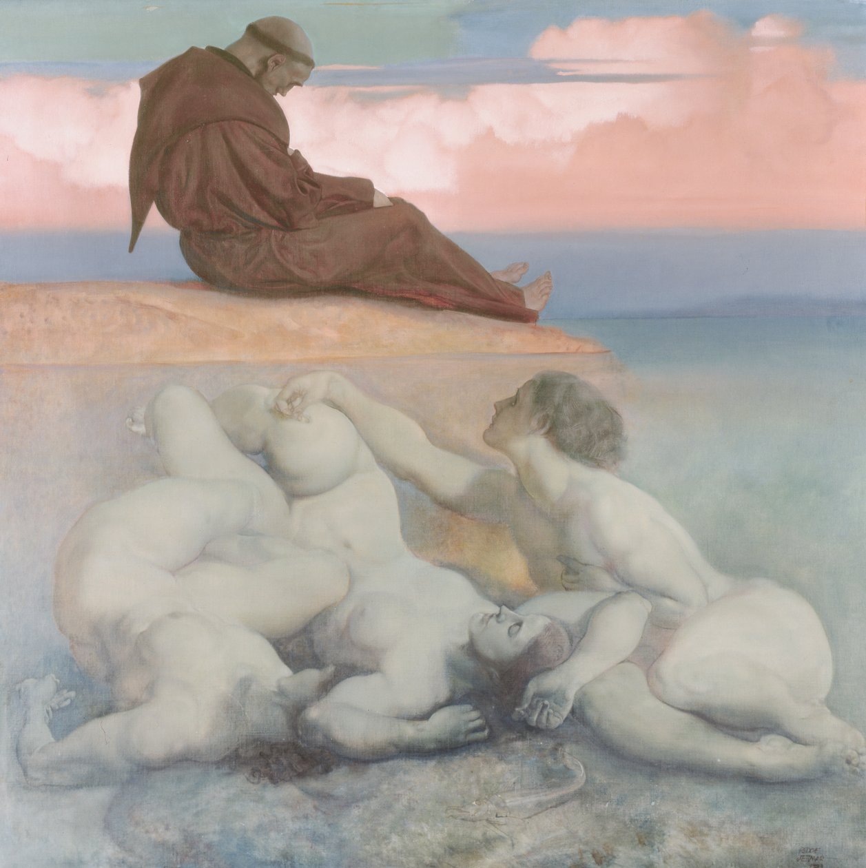 Monk and Nixies, 1921 by Rudolf Jettmar