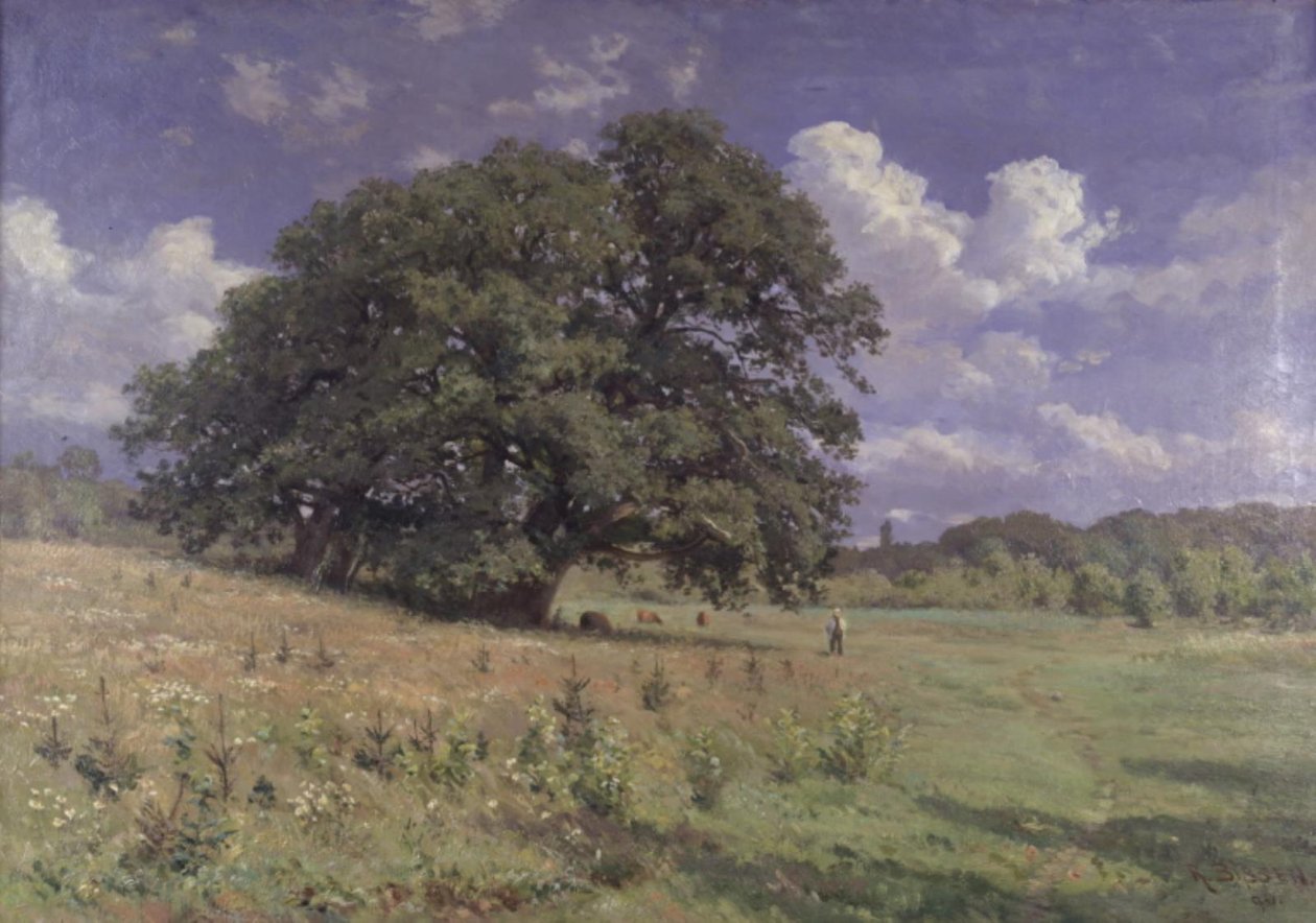 Large Oaks by a Marsh by Rudolf Bissen