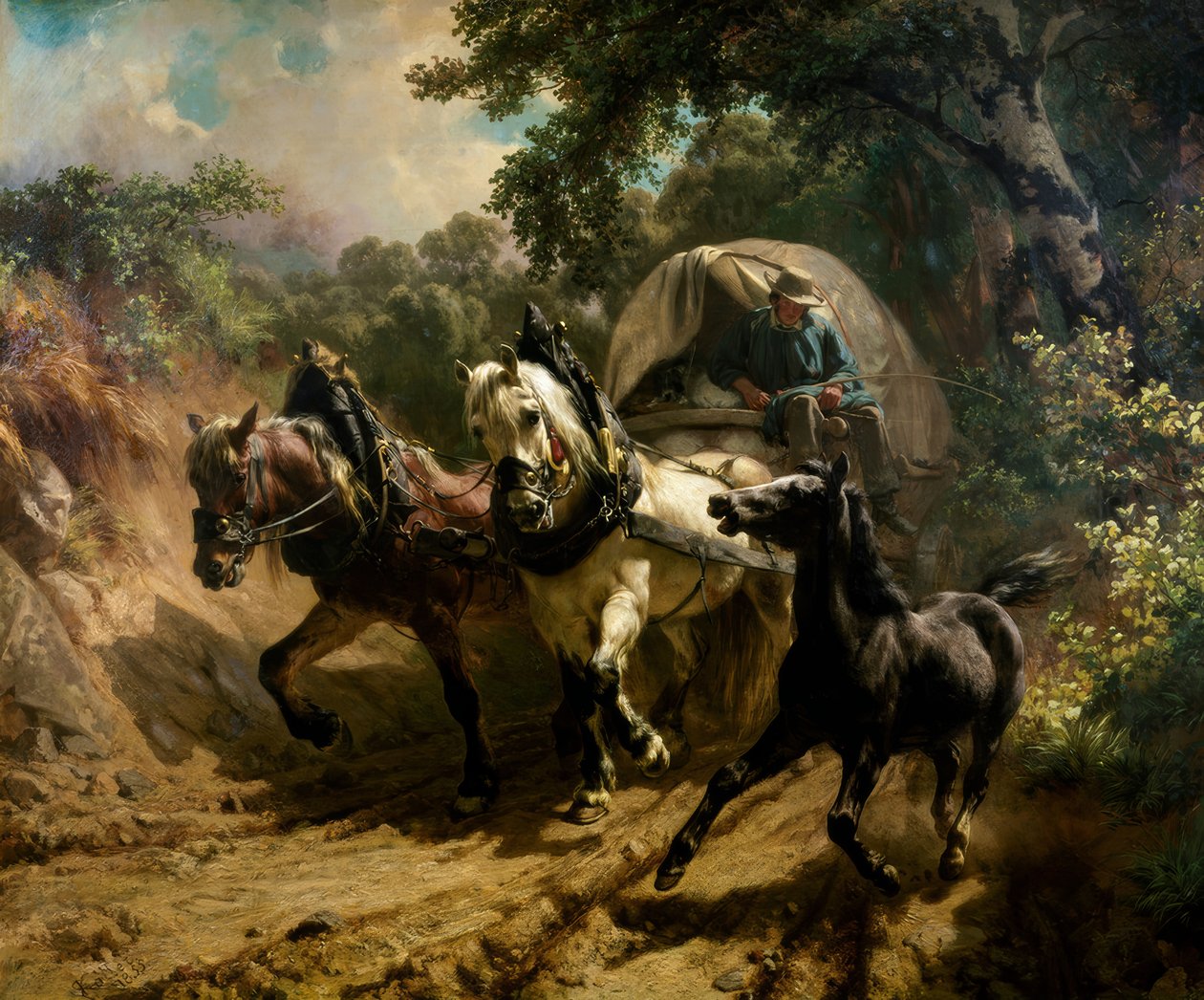 Messenger Wagon in the Hollow Way by Rudolf Koller