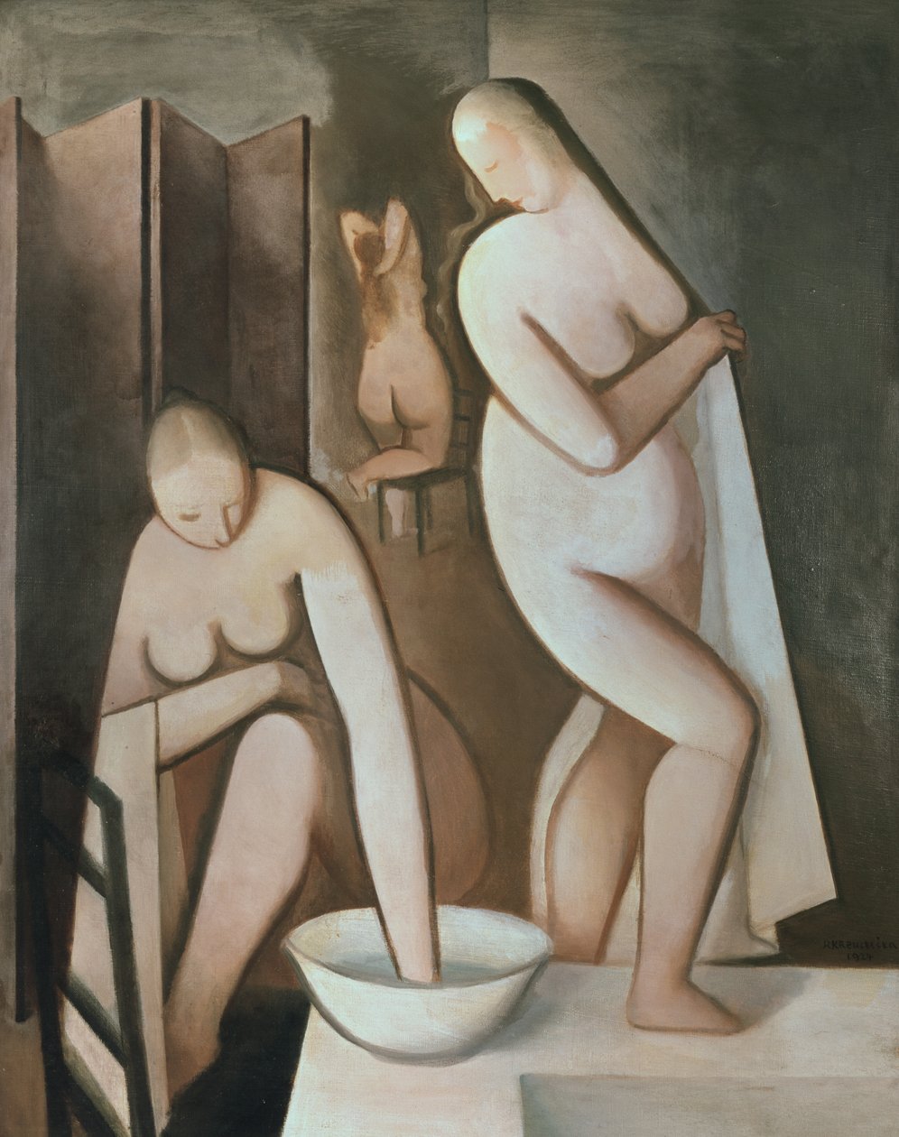 Three Women at Their Bath by Rudolf Kremlicka