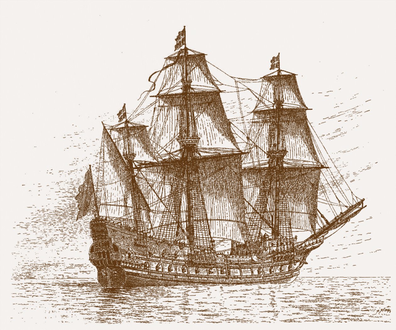 The Swedish Flagship Mars, before the Battle of Gotland-Oland by Russian School