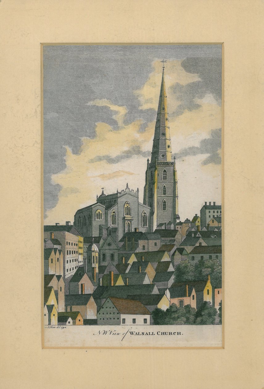 NW View of Walsall Church, 1794 by S. Shaw