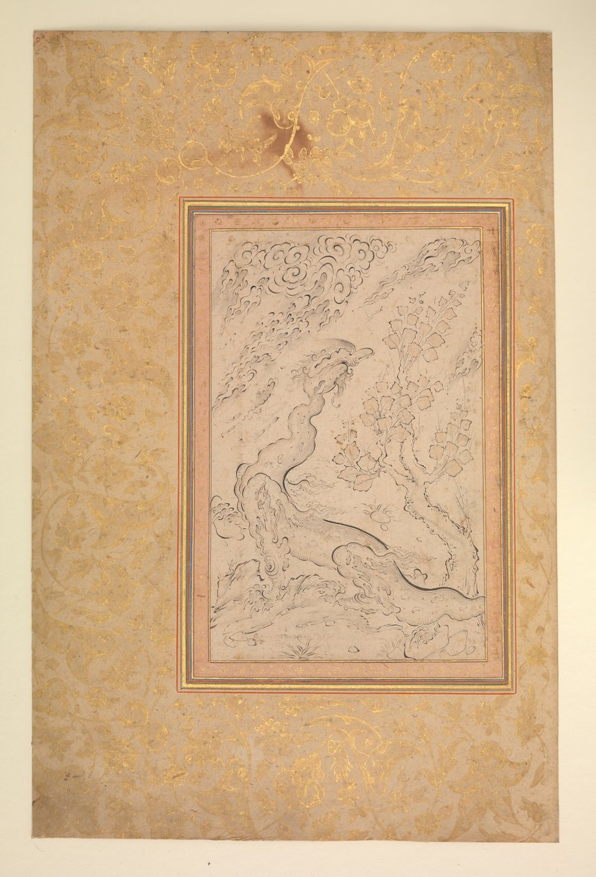 Dragon and Clouds, ca. 1600 by Sadiqi Beg.