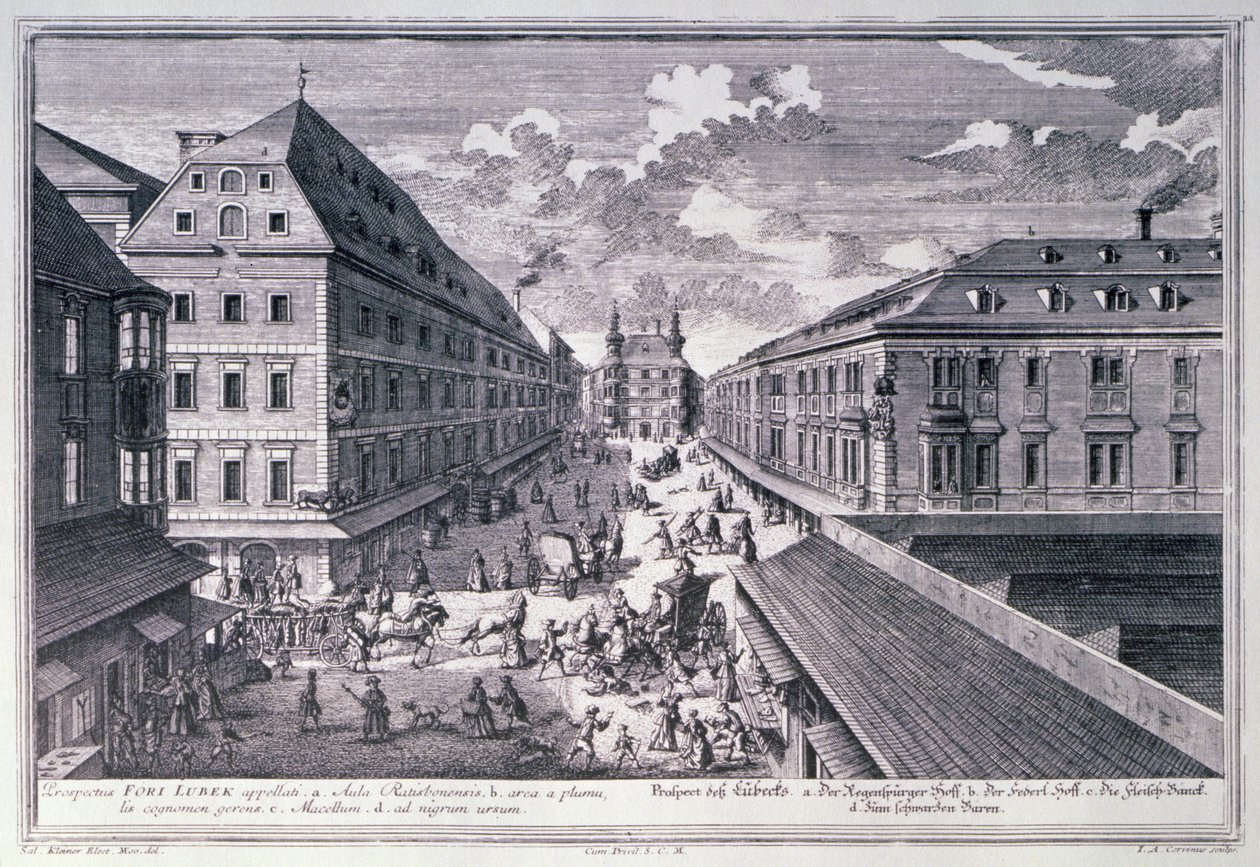View of the Fori Lubek engraved by Johann-August Corvinus by Salomon after Kleiner