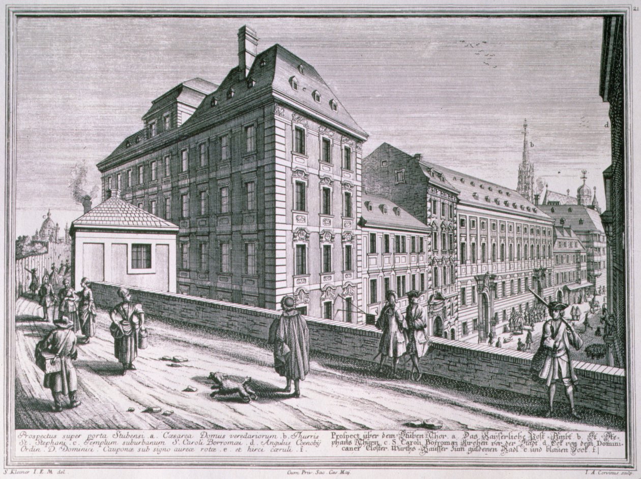 View of the area around the St. Stephens Cathedral, Vienna, engraved by Johann-August Corvinus by Salomon after Kleiner