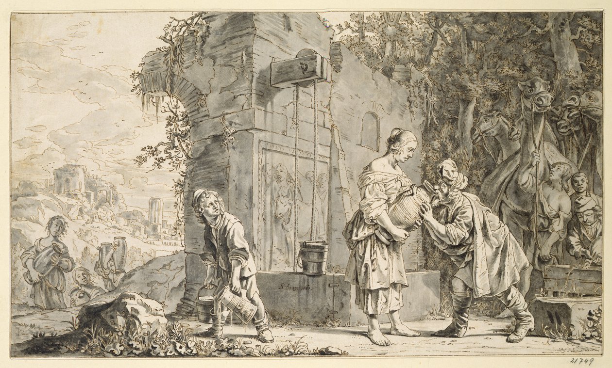 Rebecca and Eliezer, 1660 by Salomon de Bray